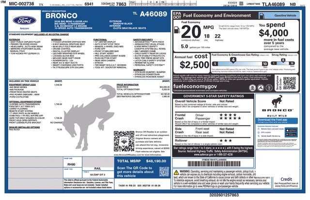 2026 Ford Bronco Big Bend IN-SERVICE FCTP