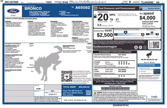 2026 Ford Bronco Outer Banks IN-SERVICE FCTP