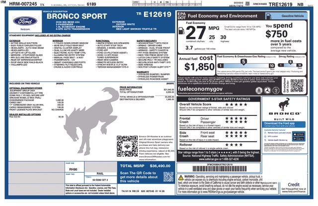 2026 Ford Bronco Sport Big Bend IN-SERVICE FCTP